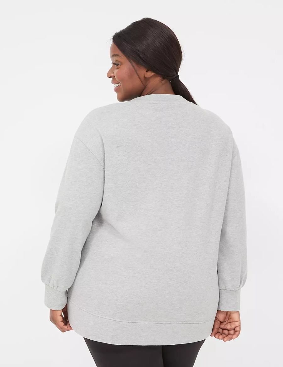 Women Lane Bryant LIVI Crew-Neck French Terry Sweatshirts Grey | ZDR507VA