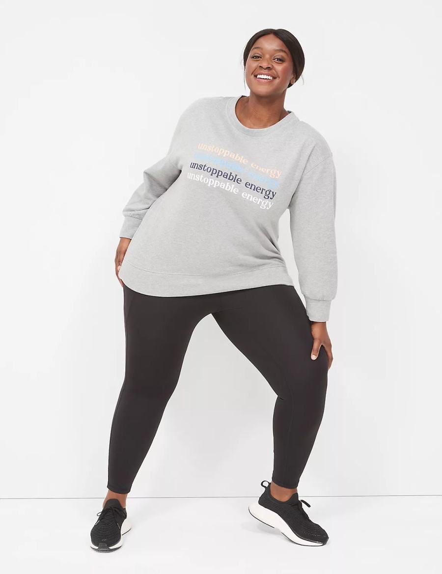 Women Lane Bryant LIVI Crew-Neck French Terry Sweatshirts Grey | ZDR507VA