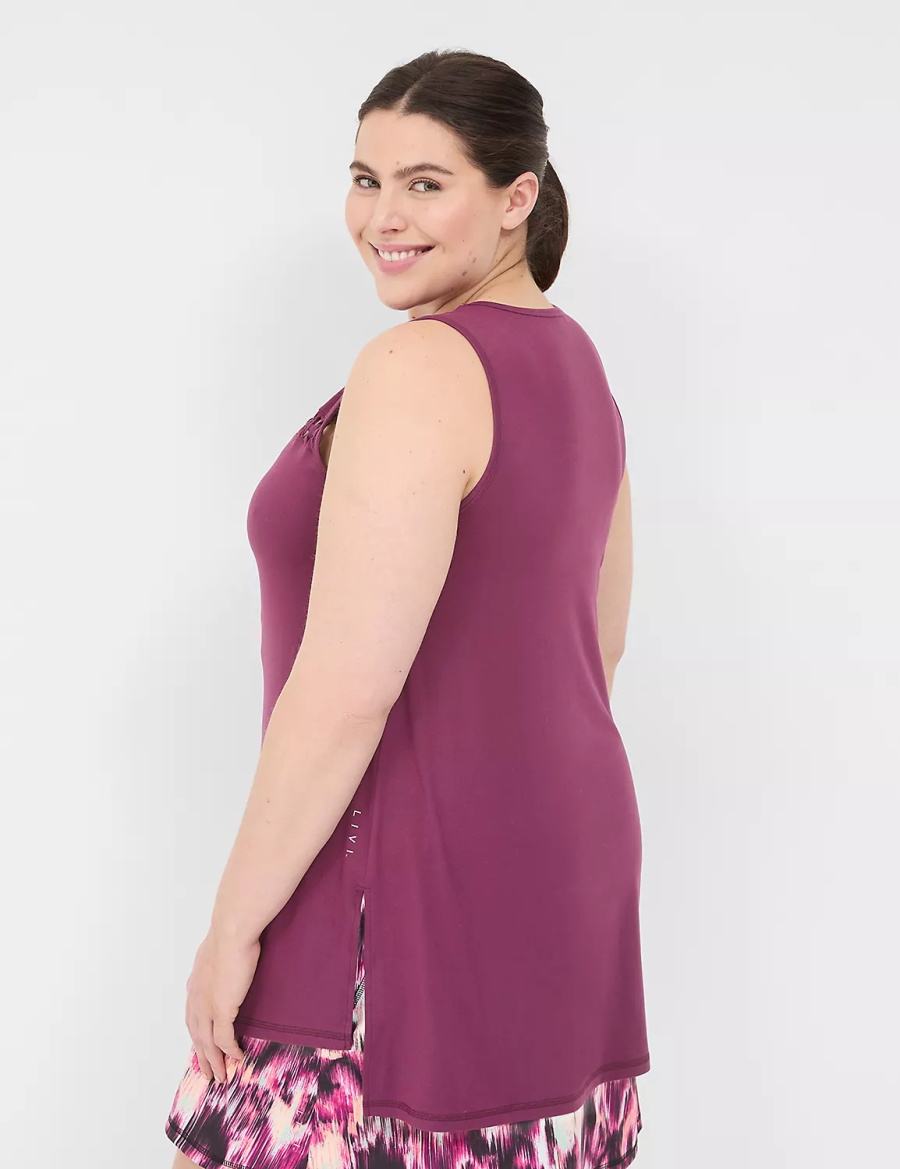 Women Lane Bryant LIVI Crew-Neck Macrame Tank Top Dark Purple | OCB8717VJ