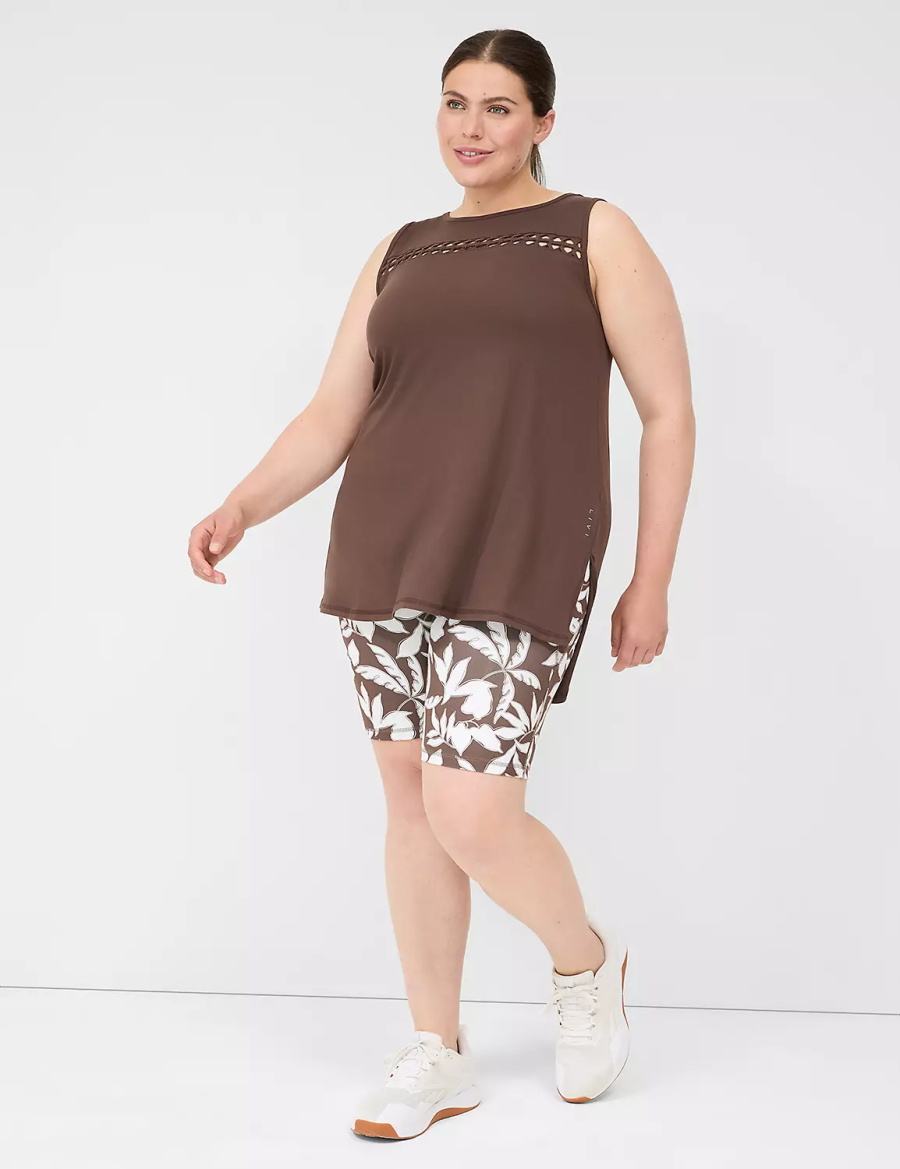 Women Lane Bryant LIVI Crew-Neck Macrame Tank Top Dark Brown | JXR2640SQ