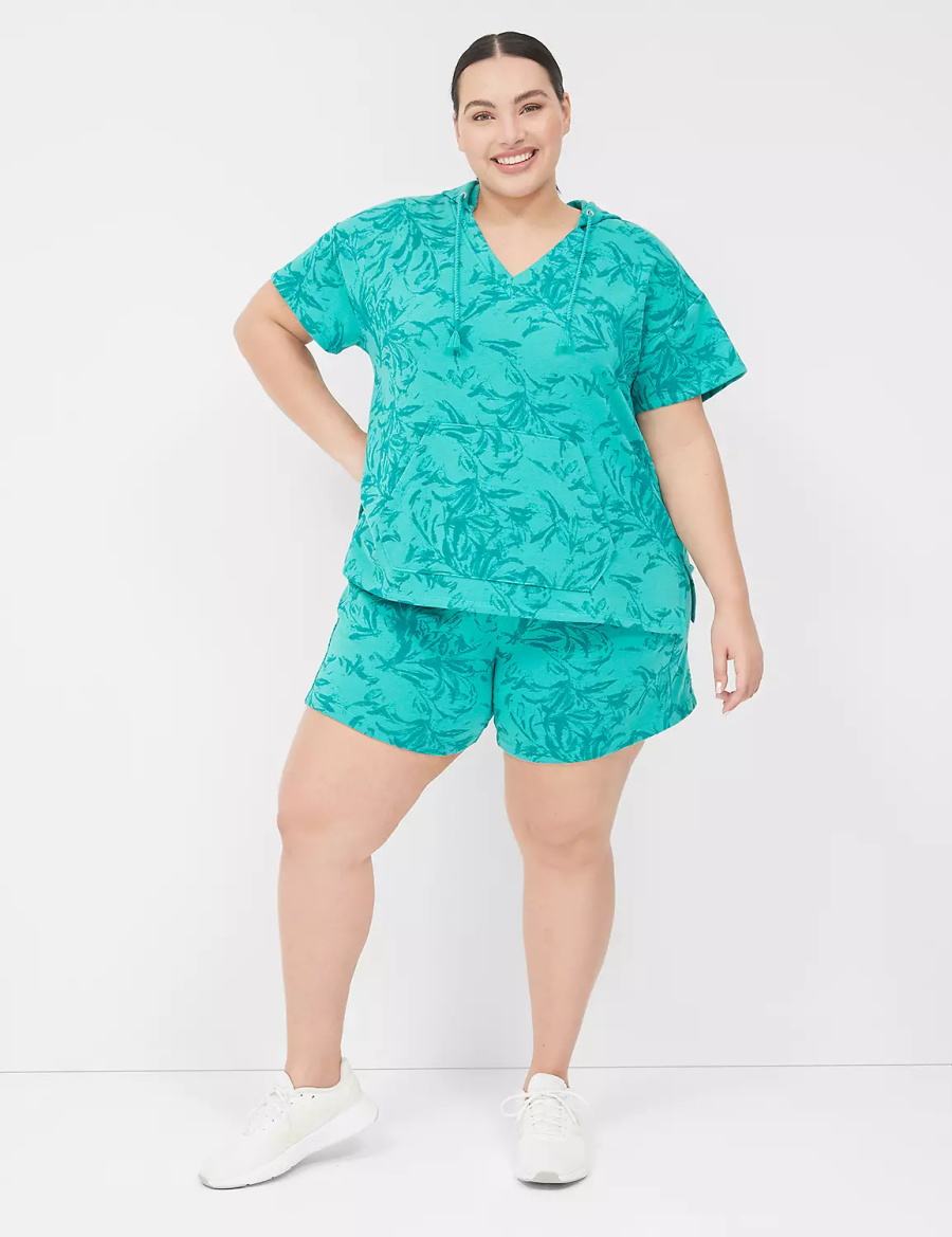 Women Lane Bryant LIVI French Terry Shorts Turquoise | NHZ4435RY