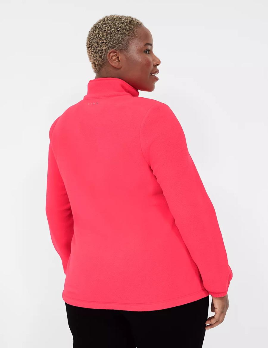 Women Lane Bryant LIVI Half-Zip Polar Fleece Pullover Pullover Pink | RNH9552KS