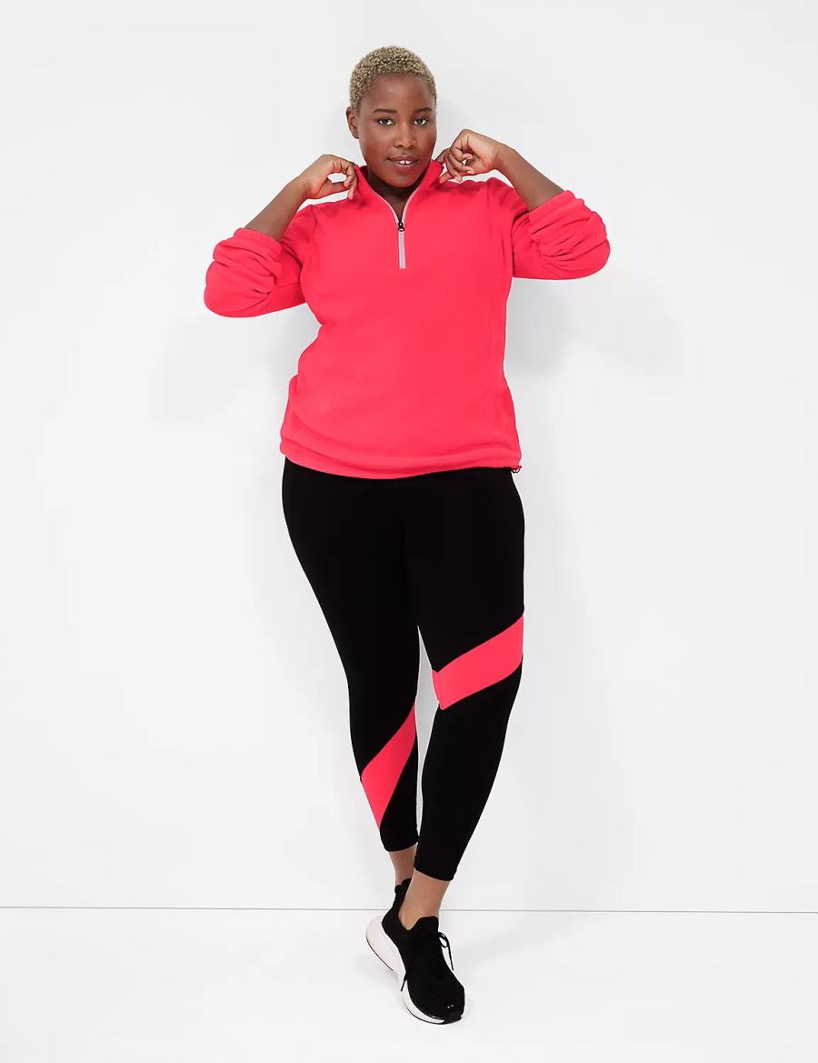 Women Lane Bryant LIVI Half-Zip Polar Fleece Pullover Pullover Pink | RNH9552KS