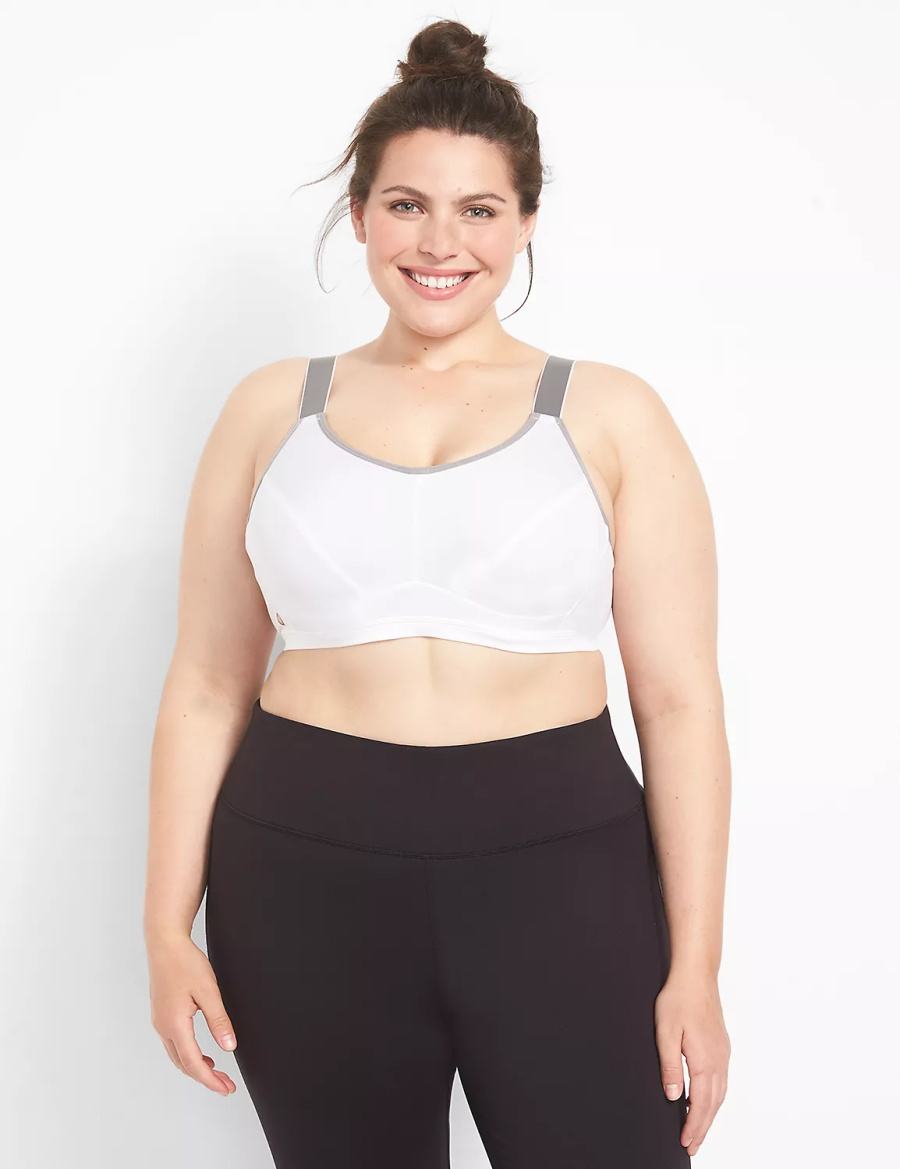 Women Lane Bryant LIVI High-Impact Wicking Underwire Sports Bra White | ZCJ9183BS