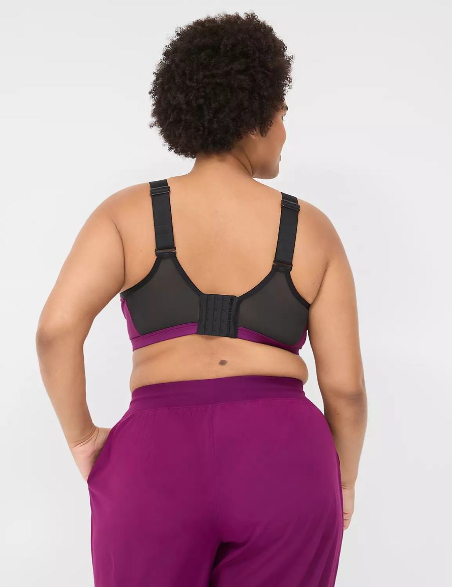 Women Lane Bryant LIVI High-Impact Wicking Underwire Sports Bra Dark Purple | LWZ10058YG