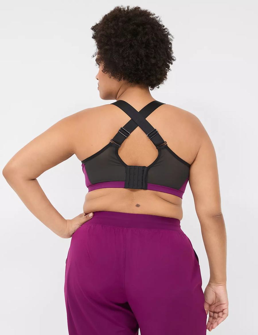 Women Lane Bryant LIVI High-Impact Wicking Underwire Sports Bra Dark Purple | LWZ10058YG