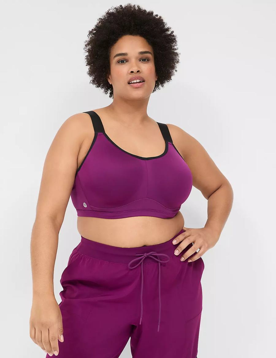 Women Lane Bryant LIVI High-Impact Wicking Underwire Sports Bra Dark Purple | LWZ10058YG