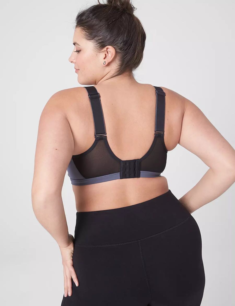 Women Lane Bryant LIVI High-Impact Wicking Underwire Sports Bra Grey Black | YME8984BI