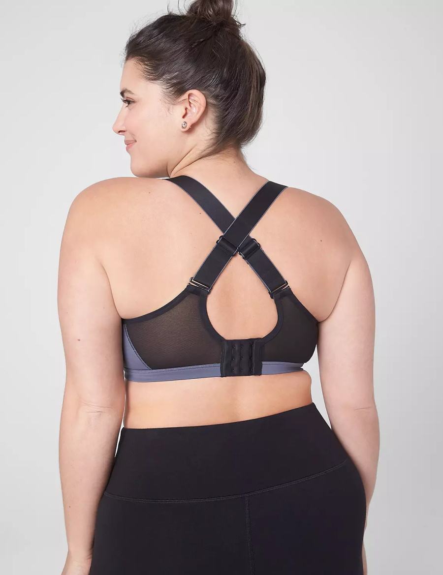 Women Lane Bryant LIVI High-Impact Wicking Underwire Sports Bra Grey Black | YME8984BI