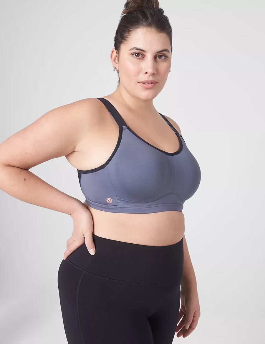 Women Lane Bryant LIVI High-Impact Wicking Underwire Sports Bra Grey Black | YME8984BI