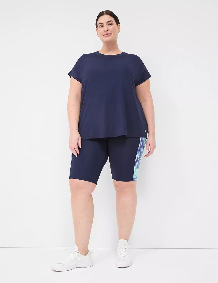 Women Lane Bryant LIVI High-Rise Recycled LIVI Soft Knee Shorts Dark Blue | KOQ6779RL