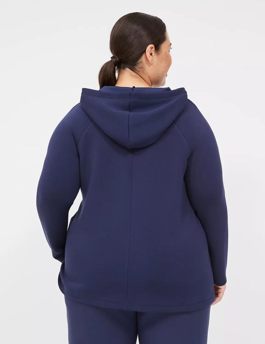 Women Lane Bryant LIVI Hooded Journey Pullover Pullover Navy | XPZ835EN