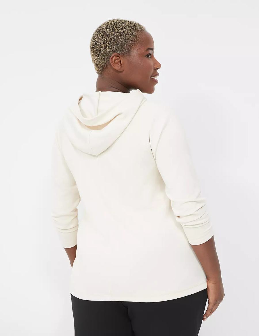 Women Lane Bryant LIVI Hooded Journey Pullover Pullover White | FVX8158YE