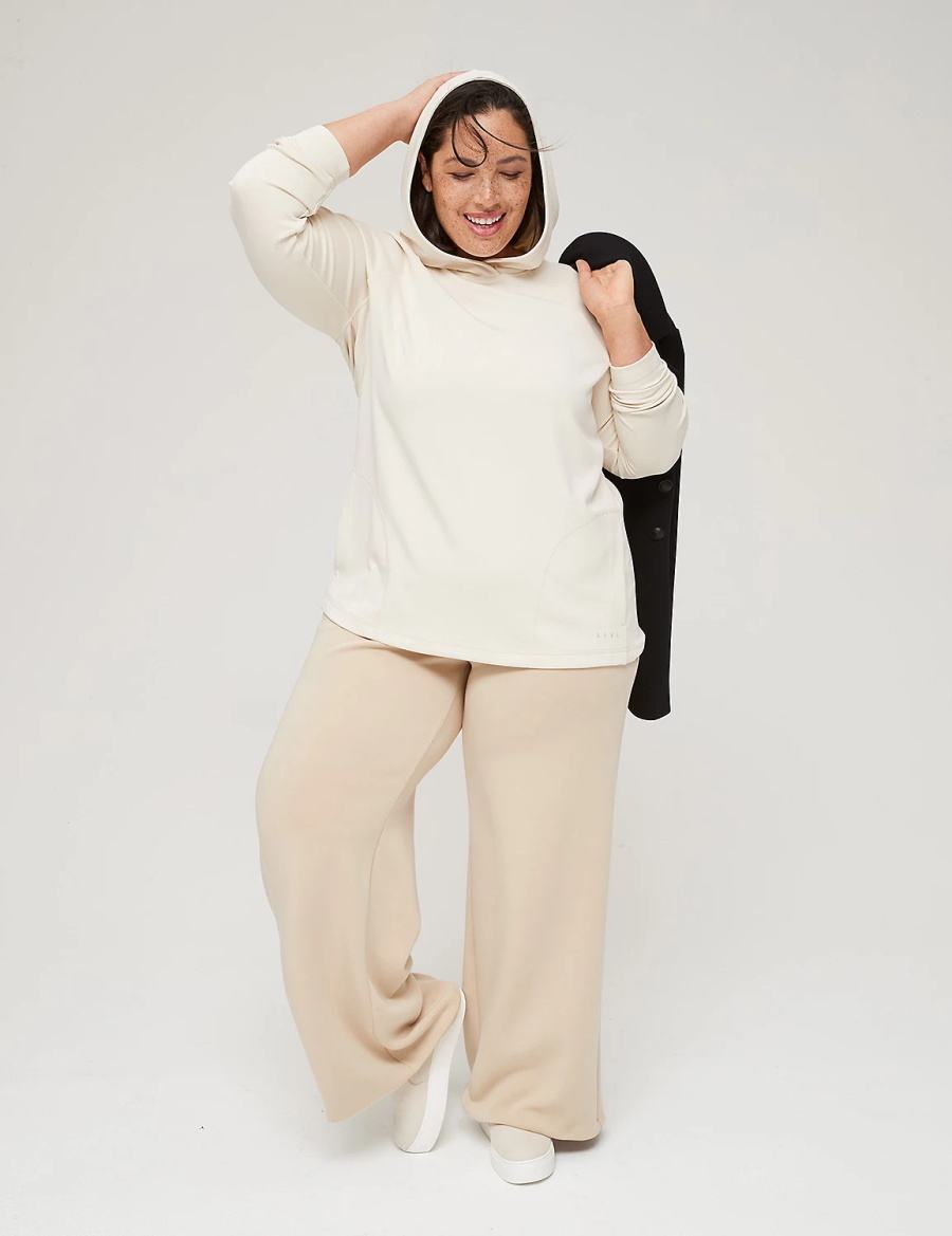 Women Lane Bryant LIVI Hooded Journey Pullover Pullover White | FVX8158YE