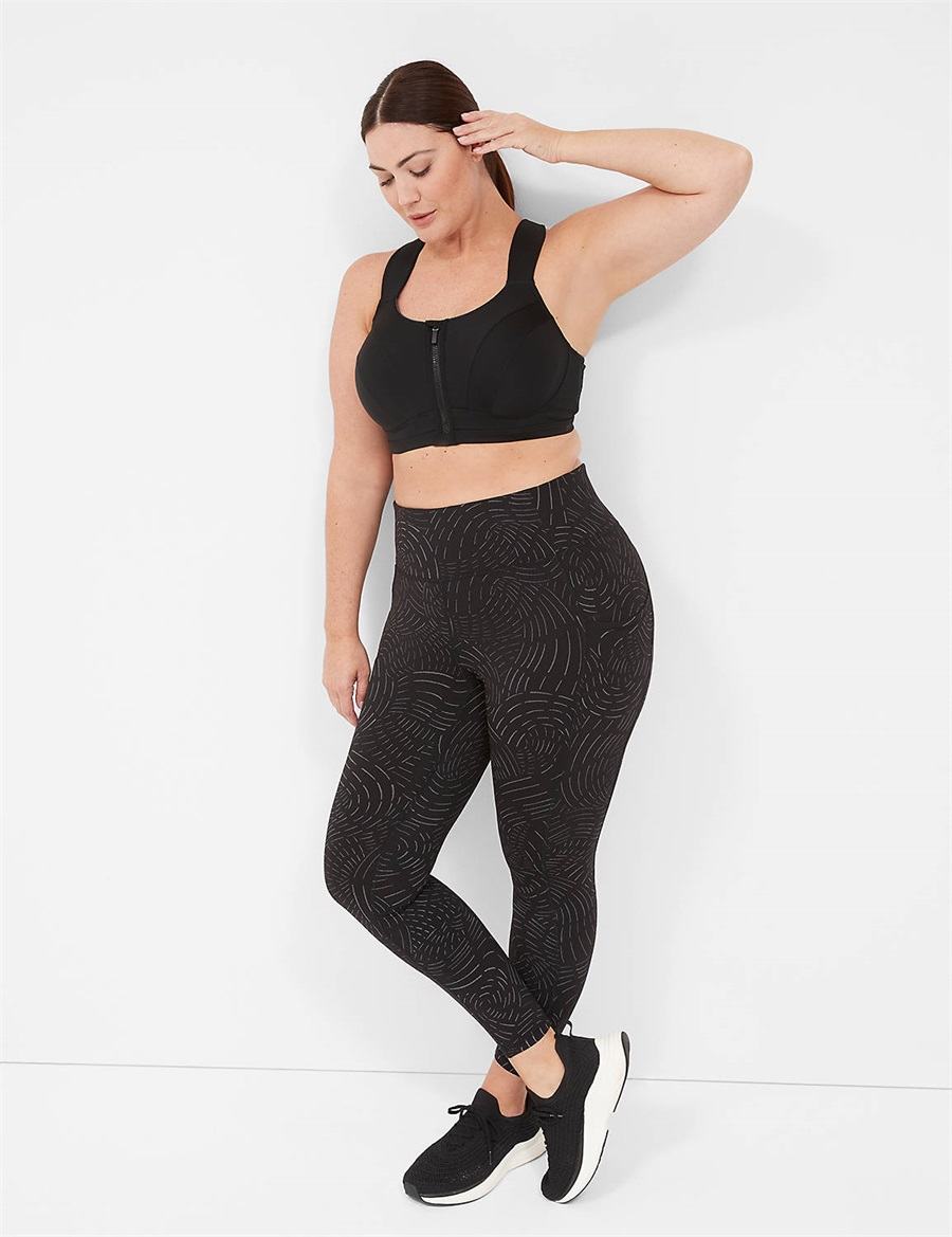 Women Lane Bryant LIVI Max Support Comfort Zip-Front Sports Bra Black | UNX7095PC