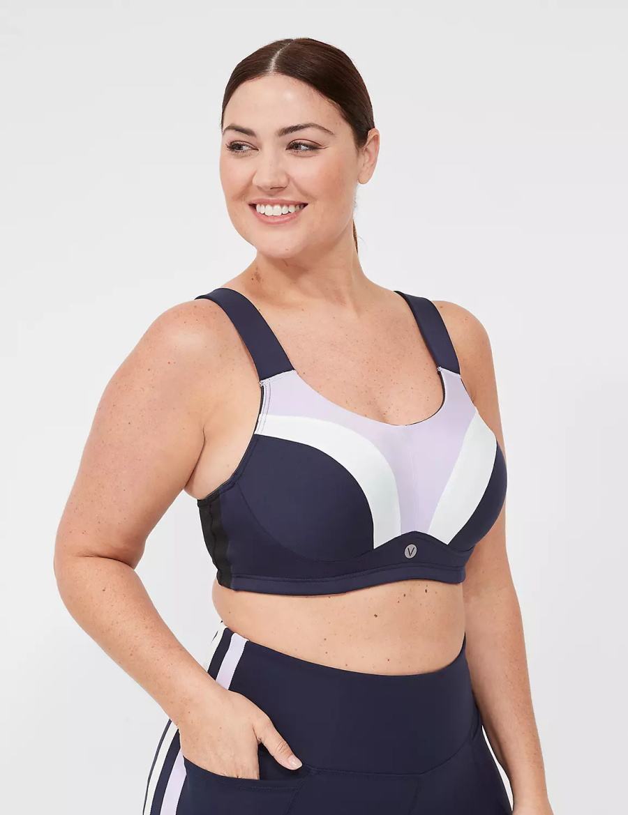 Women Lane Bryant LIVI Max Support Wicking Underwire Sports Bra Navy | AWV5769XX