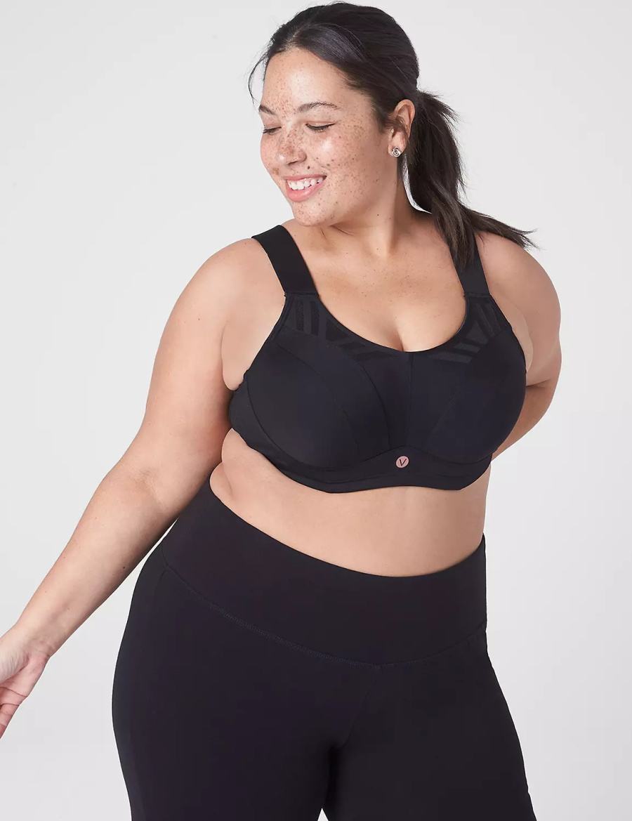 Women Lane Bryant LIVI Max Support Wicking Underwire Sports Bra Black | WQM255JX