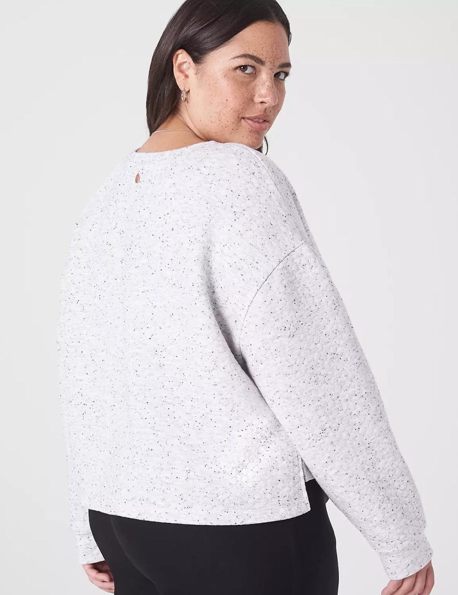 Women Lane Bryant LIVI Quilted Cropped Sweatshirts White Rose | LZB2614MZ