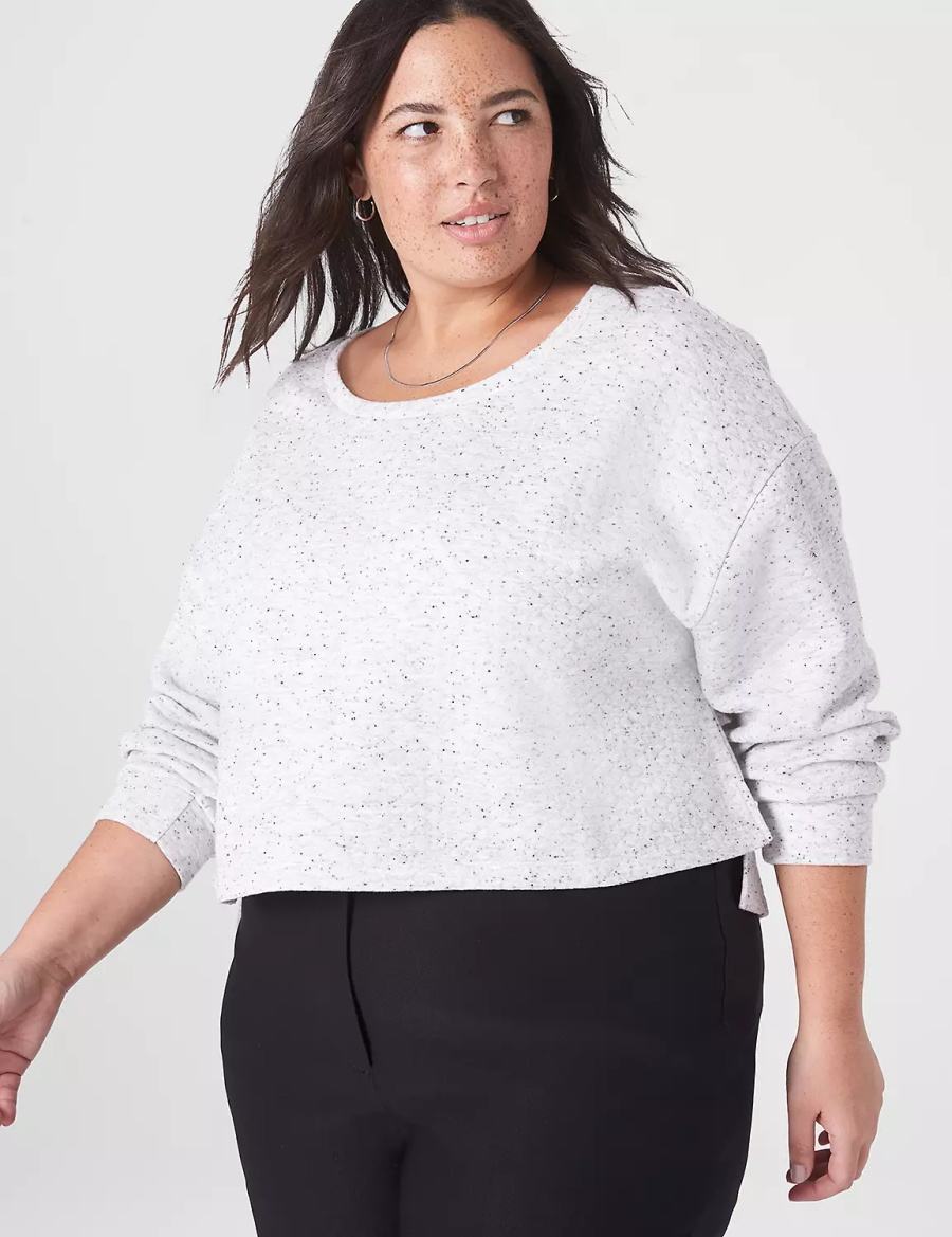 Women Lane Bryant LIVI Quilted Cropped Sweatshirts White Rose | LZB2614MZ