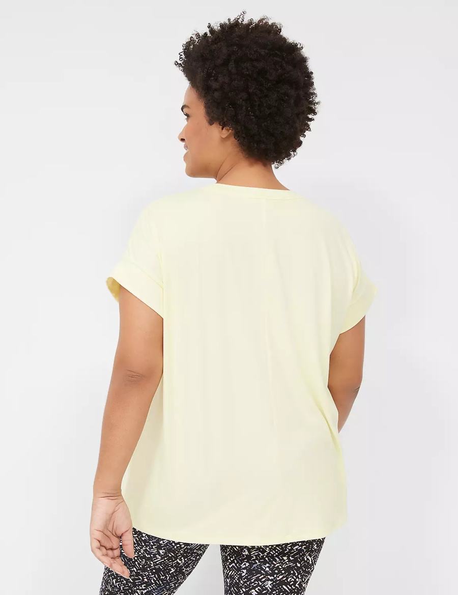 Women Lane Bryant LIVI Soft Crew-Neck Recycled Tee T Shirts Yellow | VMH3122IB