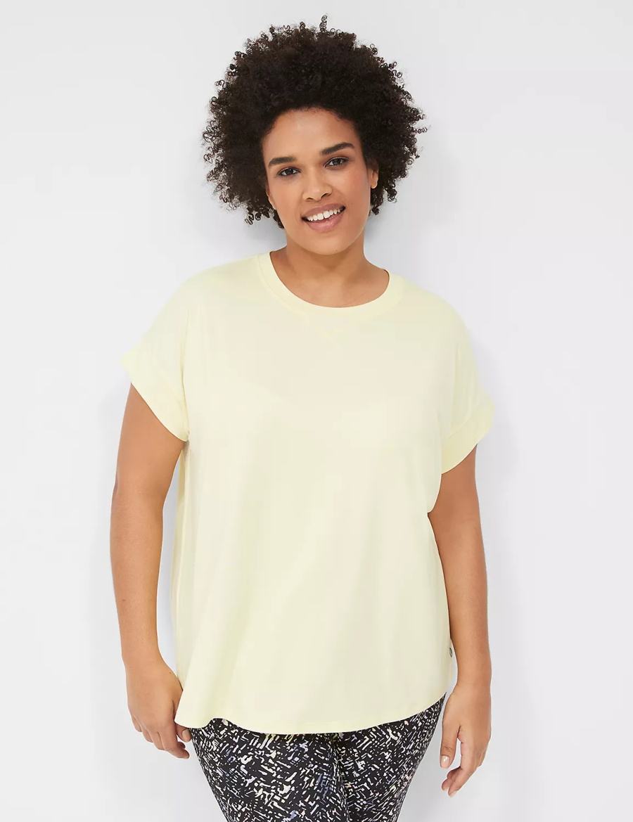 Women Lane Bryant LIVI Soft Crew-Neck Recycled Tee T Shirts Yellow | VMH3122IB