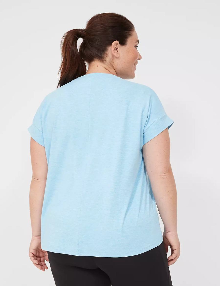 Women Lane Bryant LIVI Soft Crew-Neck Recycled Tee T Shirts Blue | TCJ4473JJ