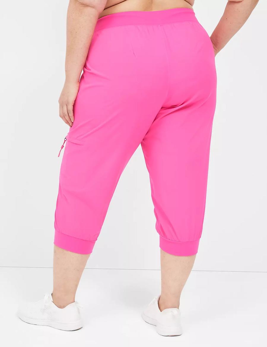 Women Lane Bryant LIVI Stretch Woven Capri Joggers Light Pink | JBV143WC