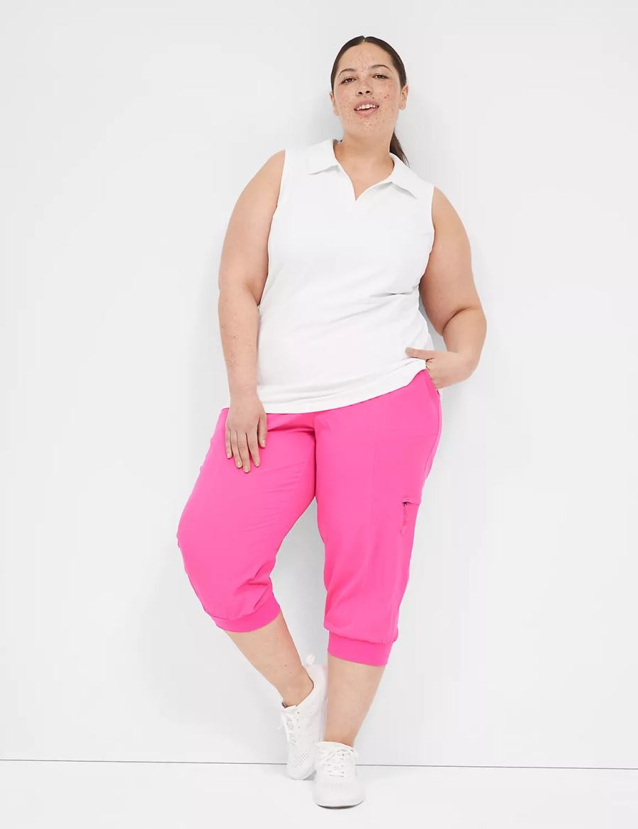 Women Lane Bryant LIVI Stretch Woven Capri Joggers Light Pink | JBV143WC