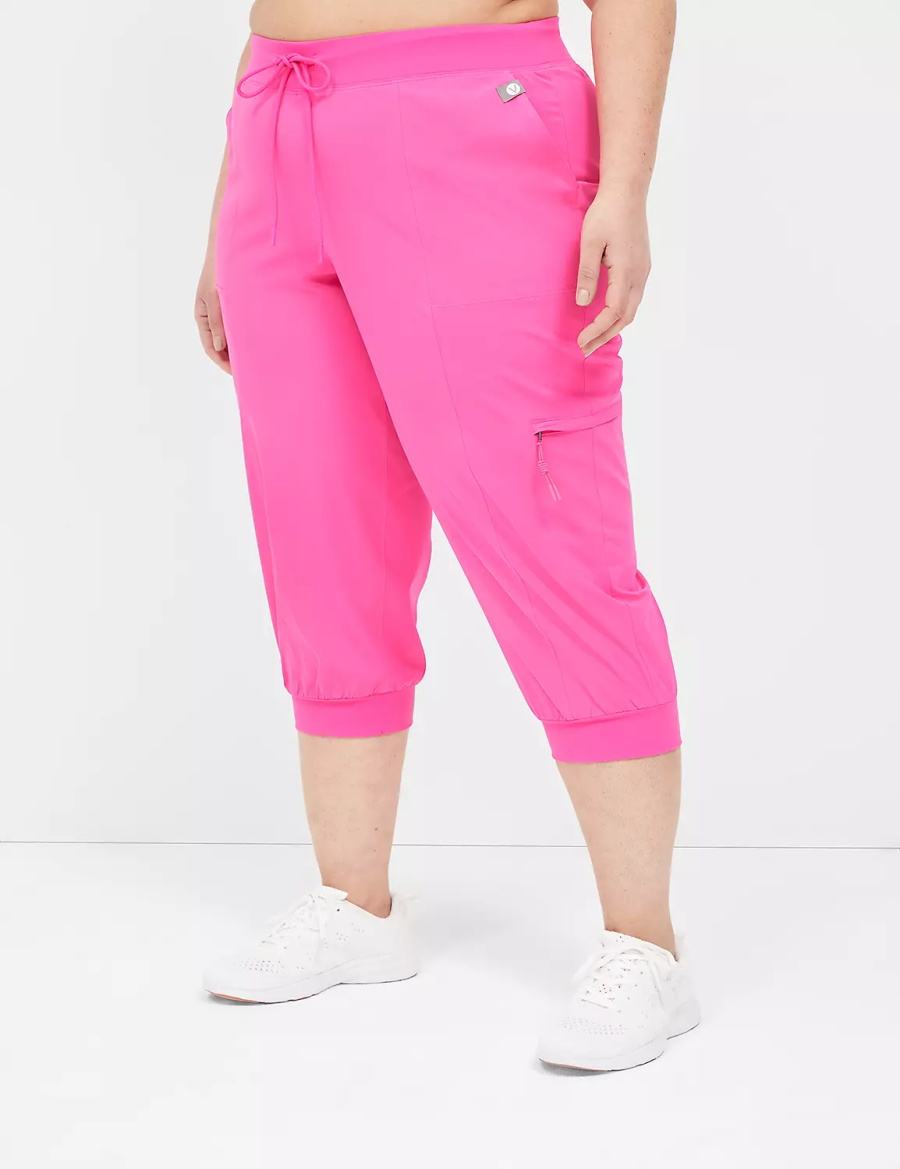 Women Lane Bryant LIVI Stretch Woven Capri Joggers Light Pink | JBV143WC