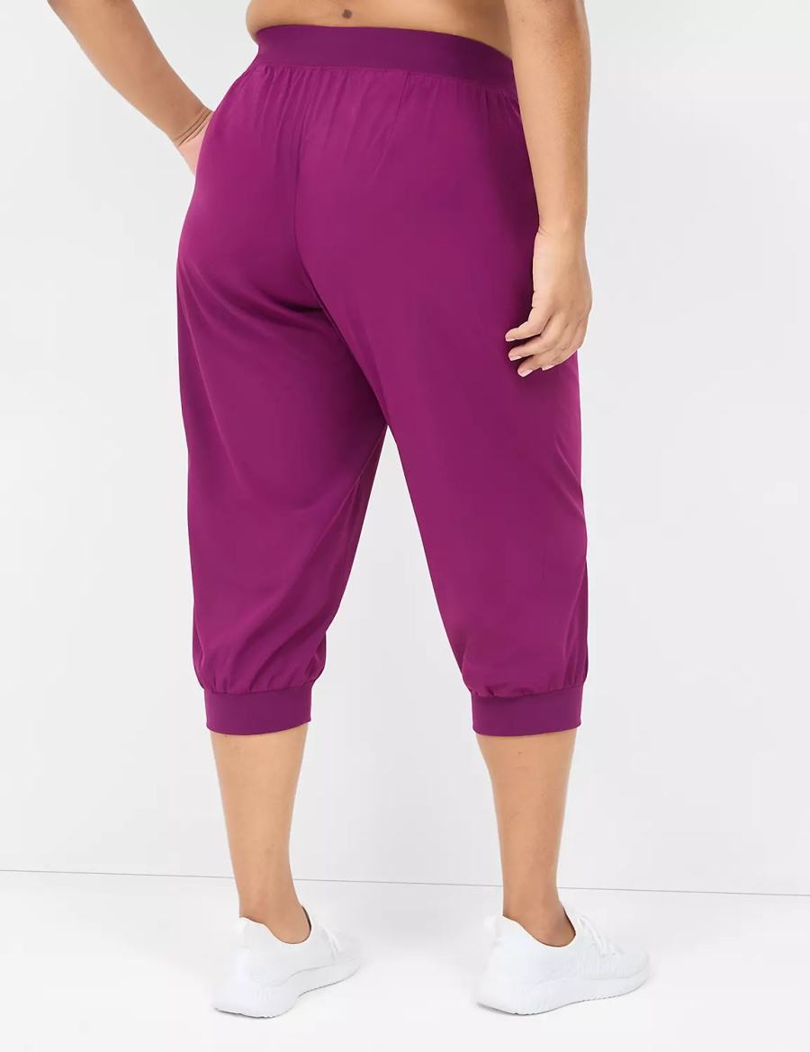 Women Lane Bryant LIVI Stretch Woven Capri Joggers Dark Purple | MYL3932QC