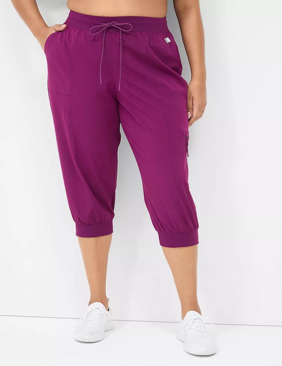 Women Lane Bryant LIVI Stretch Woven Capri Joggers Dark Purple | MYL3932QC