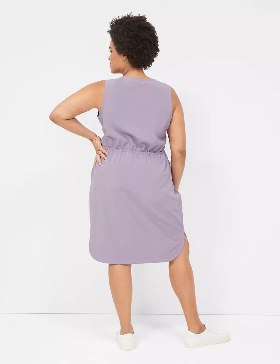 Women Lane Bryant LIVI Stretch Woven Drawstring Casual Dress Purple Olive | PPM2786JB