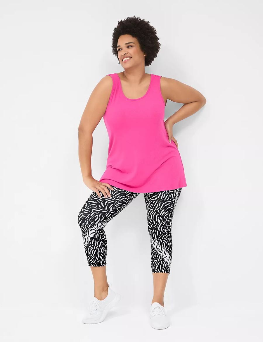 Women Lane Bryant LIVI Twist-Back Rib Tank Top Fuchsia Pink | FWF523RS