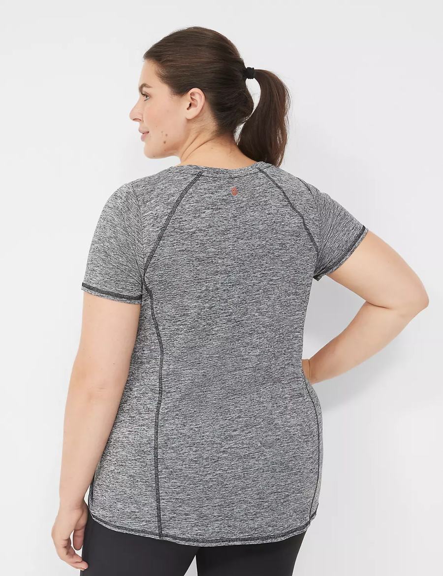 Women Lane Bryant LIVI Wicking Active Tee T Shirts Black | OVV3156XZ