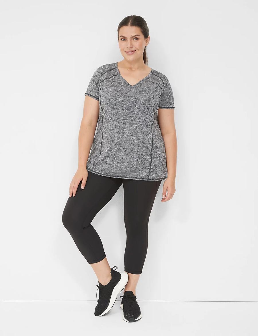 Women Lane Bryant LIVI Wicking Active Tee T Shirts Black | OVV3156XZ