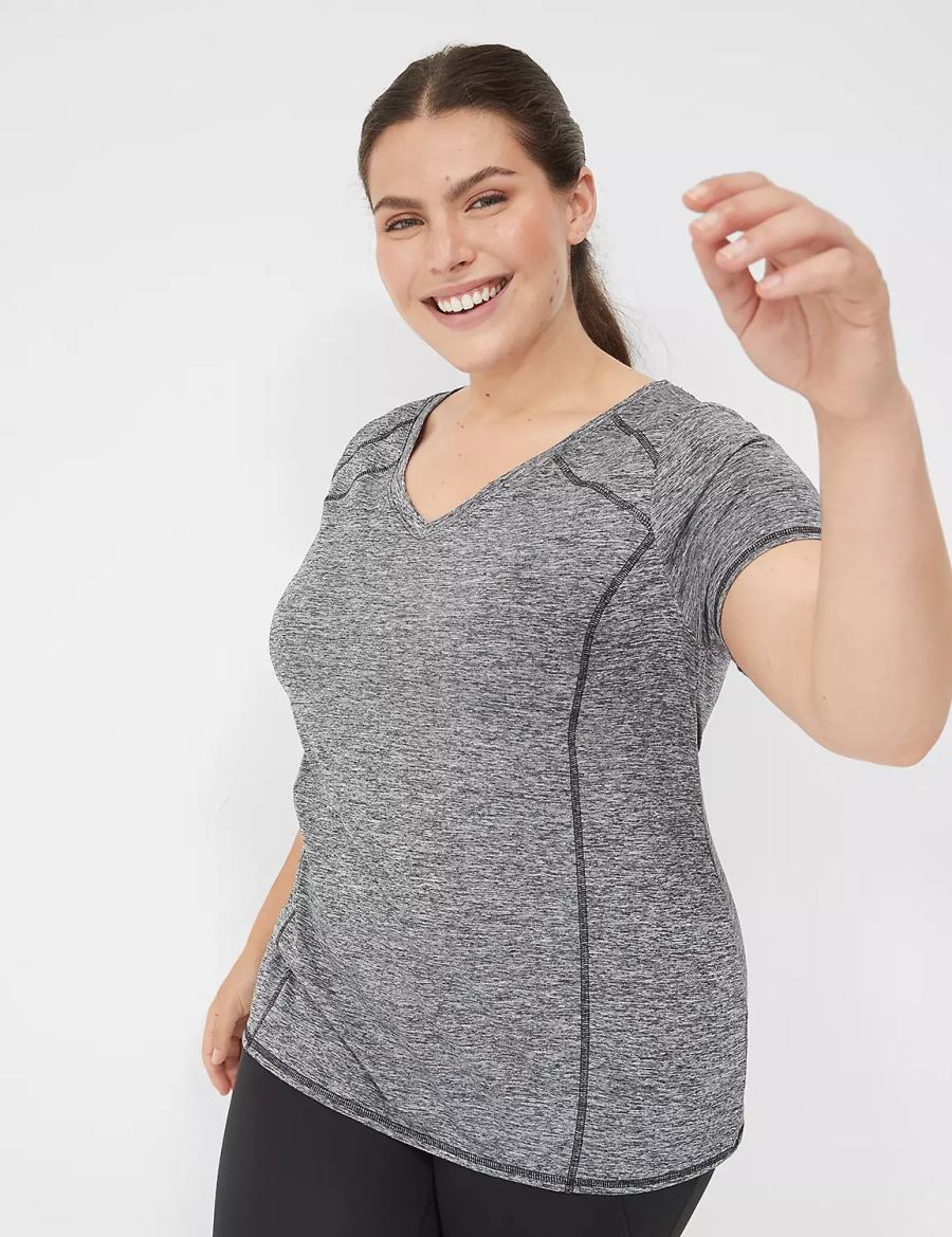 Women Lane Bryant LIVI Wicking Active Tee T Shirts Black | OVV3156XZ