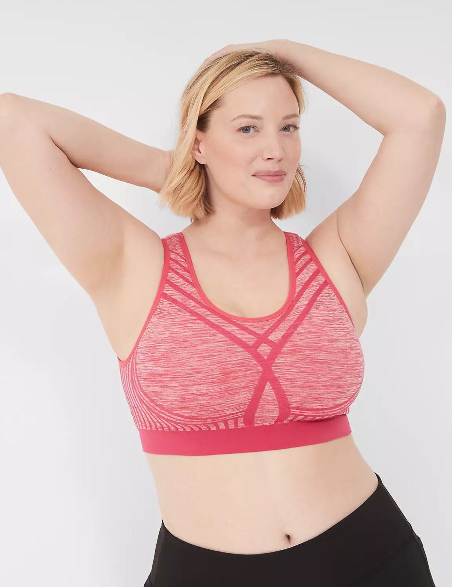 Women Lane Bryant LIVI Wireless Medium-Impact Seamless Sports Bra Pink | SHW6764HN