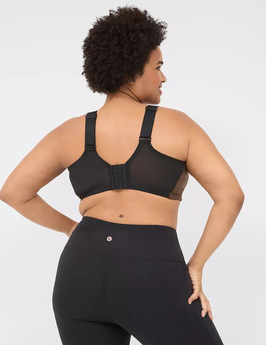 Women Lane Bryant LIVI Wireless Medium-Impact Wicking Sports Bra Dark Brown | YLL6876EF