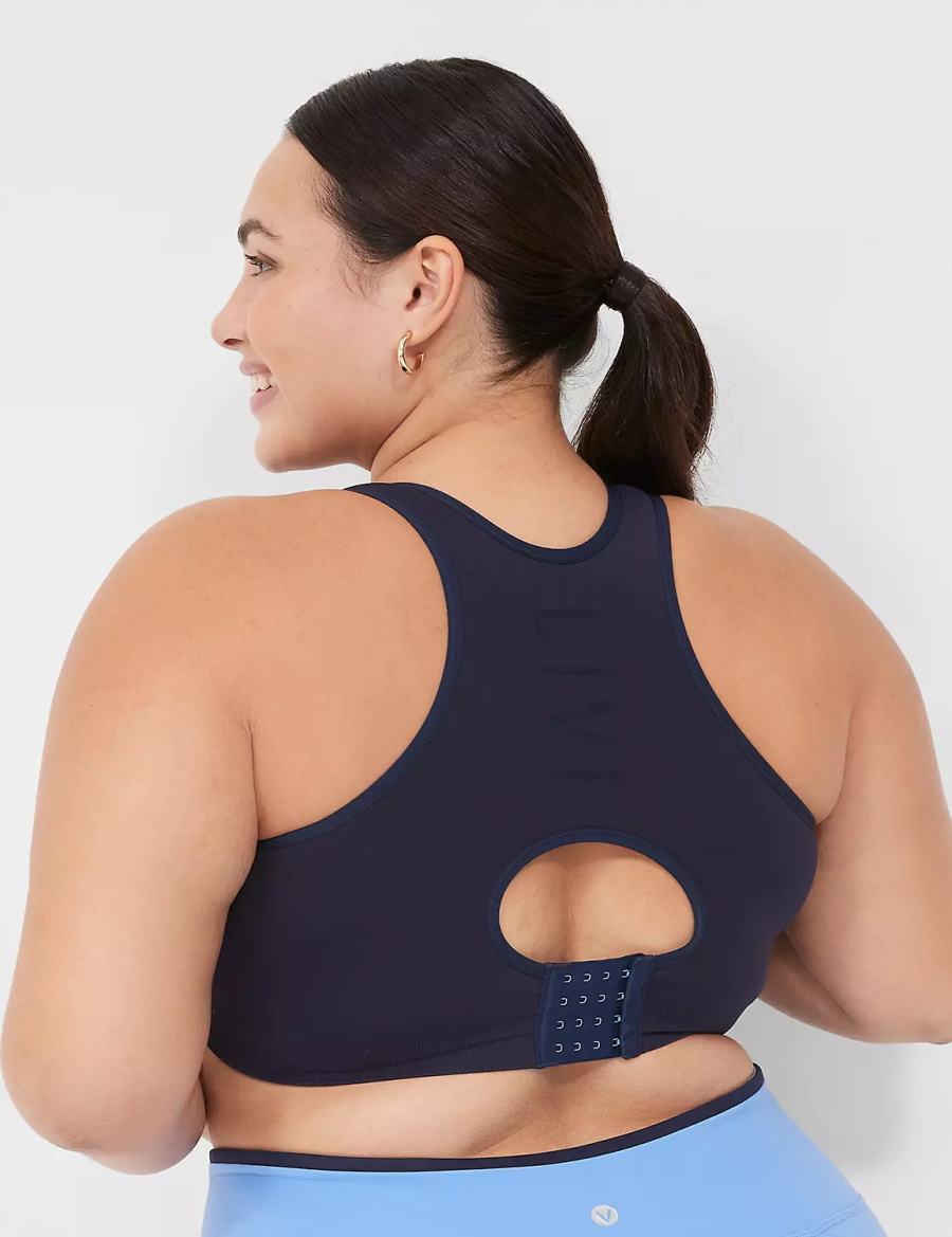 Women Lane Bryant LIVI Wireless Medium-Impact Seamless Sports Bra Blue | YHB127CX