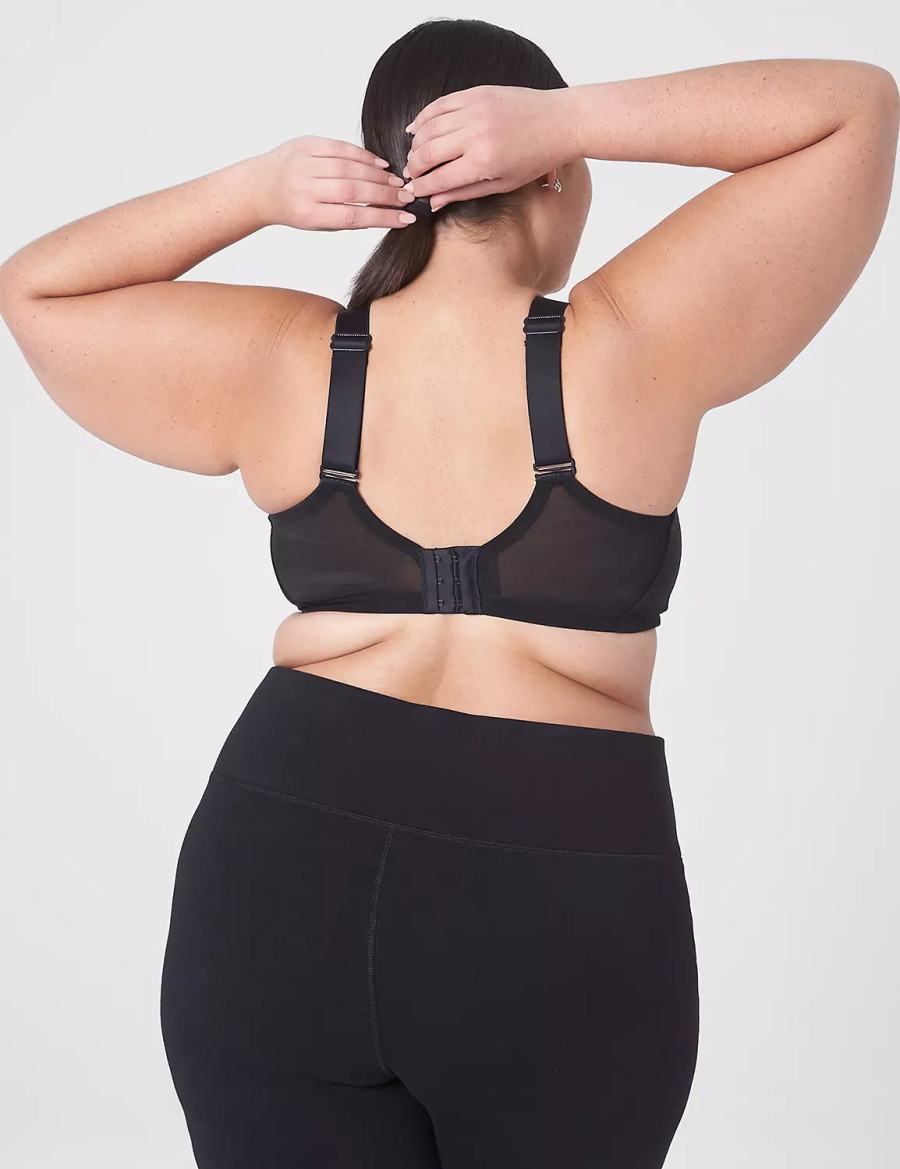 Women Lane Bryant LIVI Wireless Medium-Impact Wicking Sports Bra Black | IFV539ZT