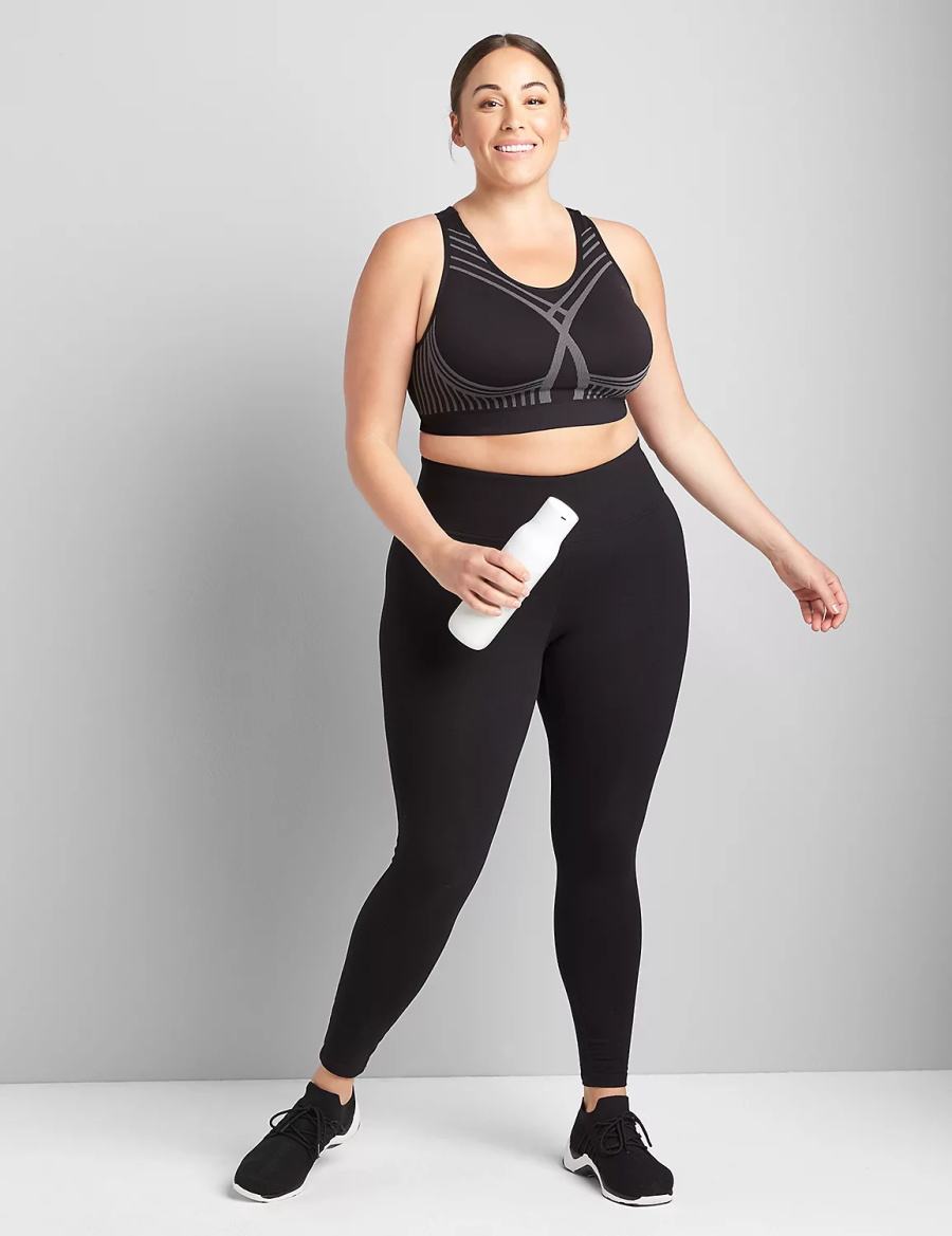 Women Lane Bryant LIVI Wireless Medium-Impact Seamless Sports Bra Black | XIL4815LY