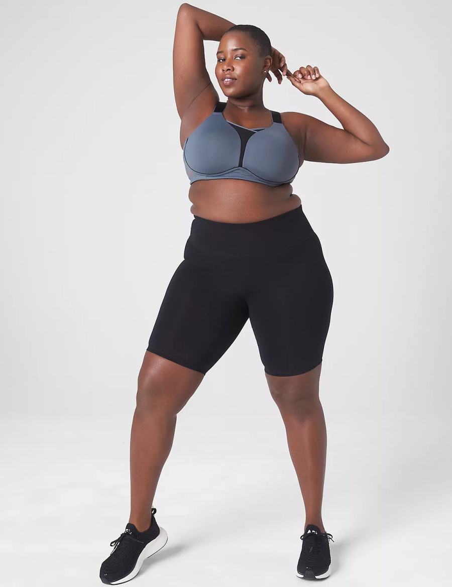 Women Lane Bryant LIVI Wireless Medium-Impact Wicking Sports Bra Grey Black | AFT3033IL