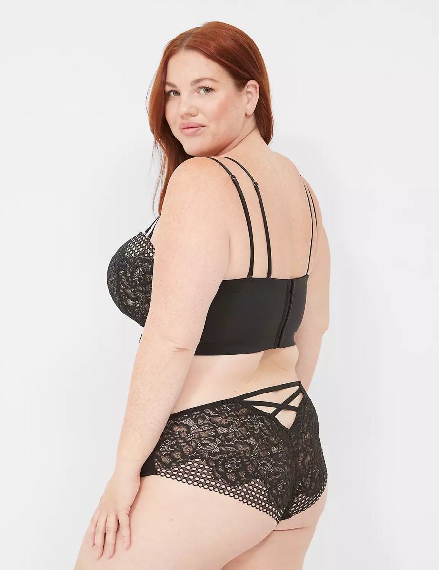 Women Lane Bryant Lace-Back Cheeky Panty Black | ZCE5071CA