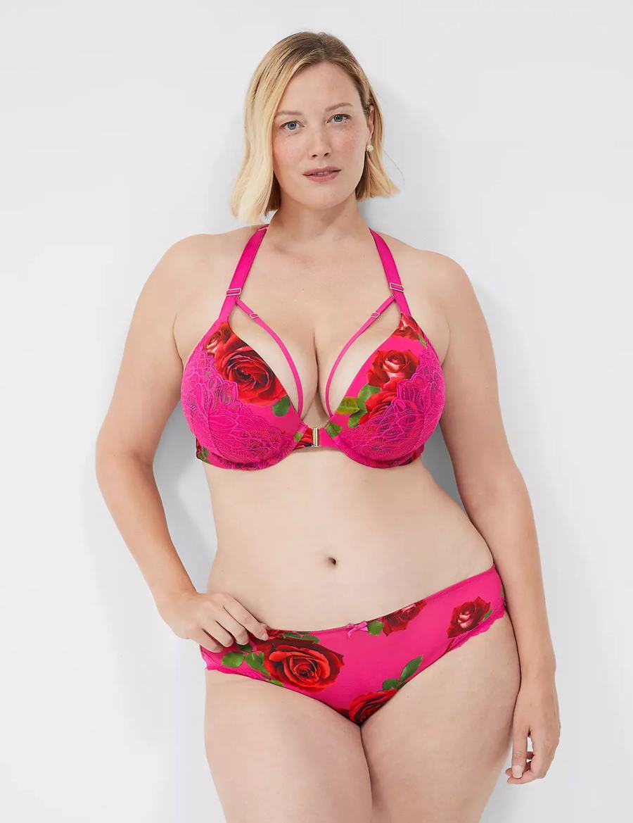 Women Lane Bryant Lace-Trim Bikini Panty Rose Fuchsia | RJH880PM