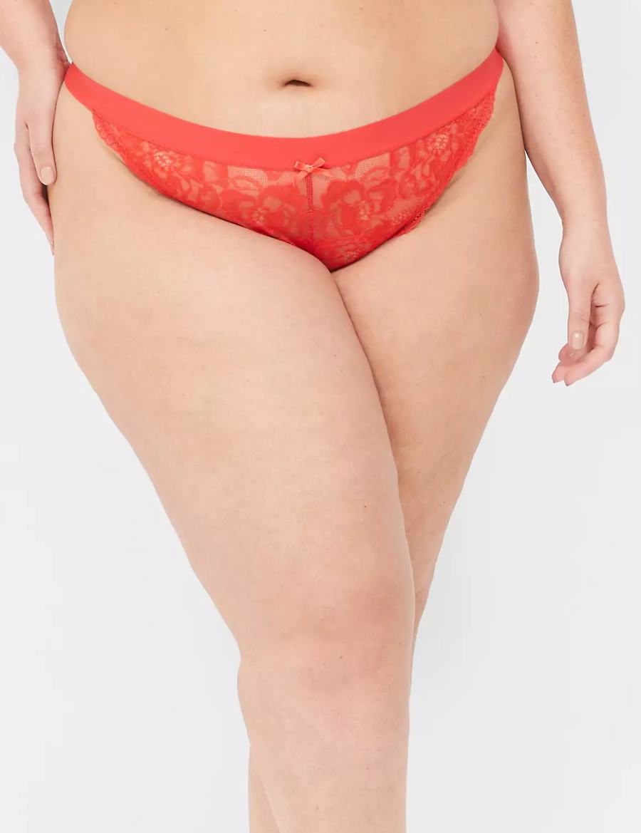 Women Lane Bryant Lace Brazilian Panty Deep Red | CIW9260UC