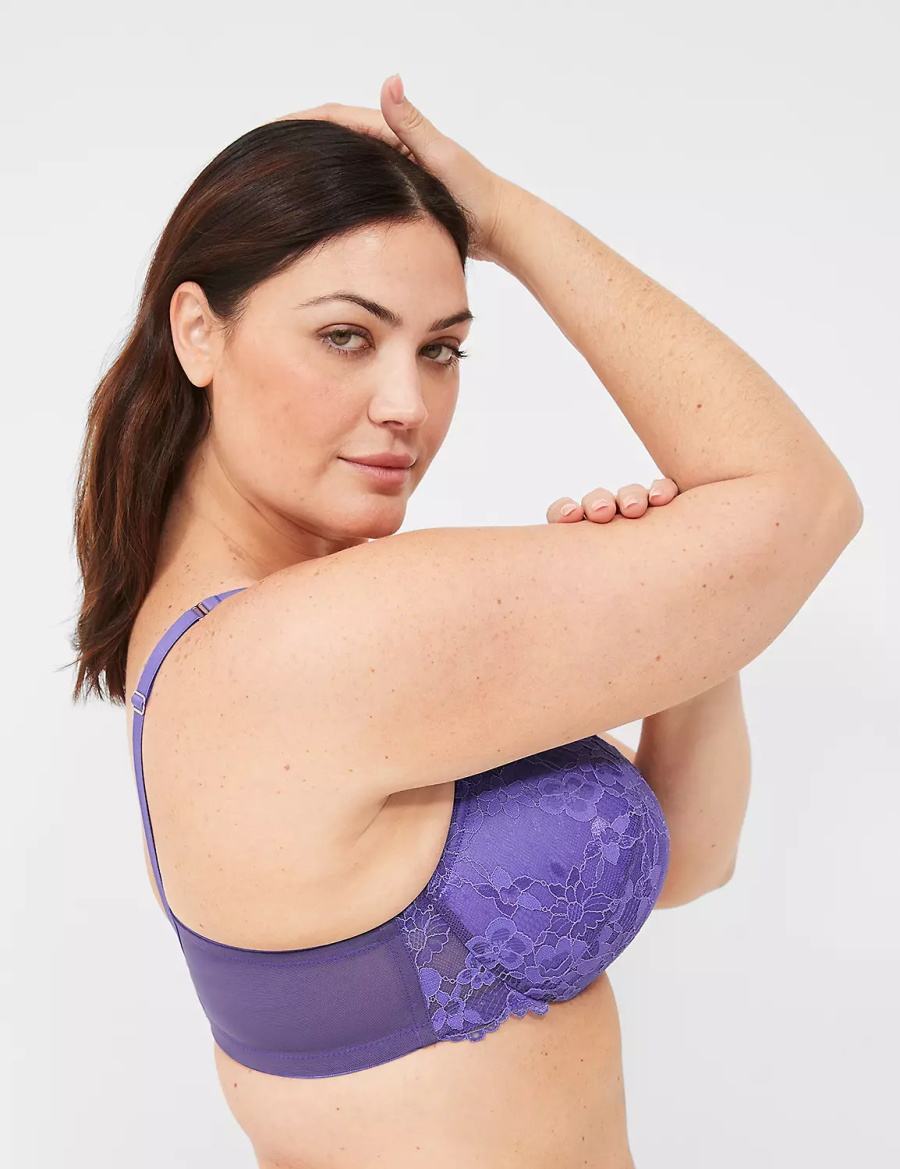 Women Lane Bryant Lace Max Boost Plunge Bralettes Purple | SCF10067FL