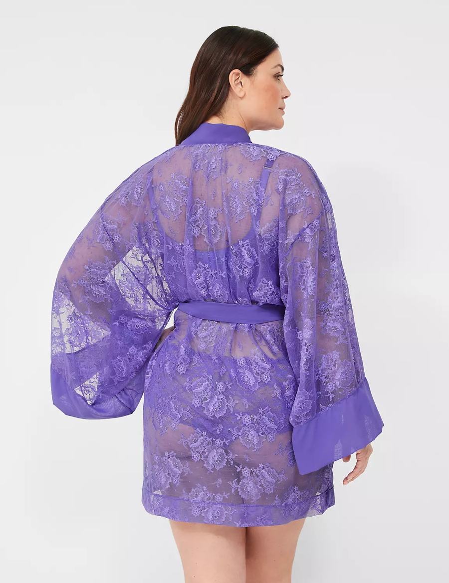 Women Lane Bryant Lace Robe Purple | QKI2788KF