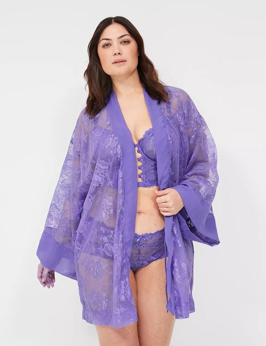 Women Lane Bryant Lace Robe Purple | QKI2788KF