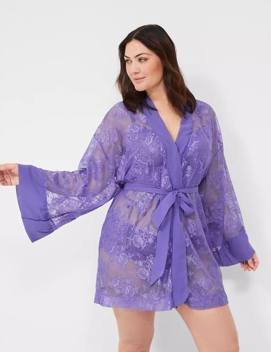 Women Lane Bryant Lace Robe Purple | QKI2788KF