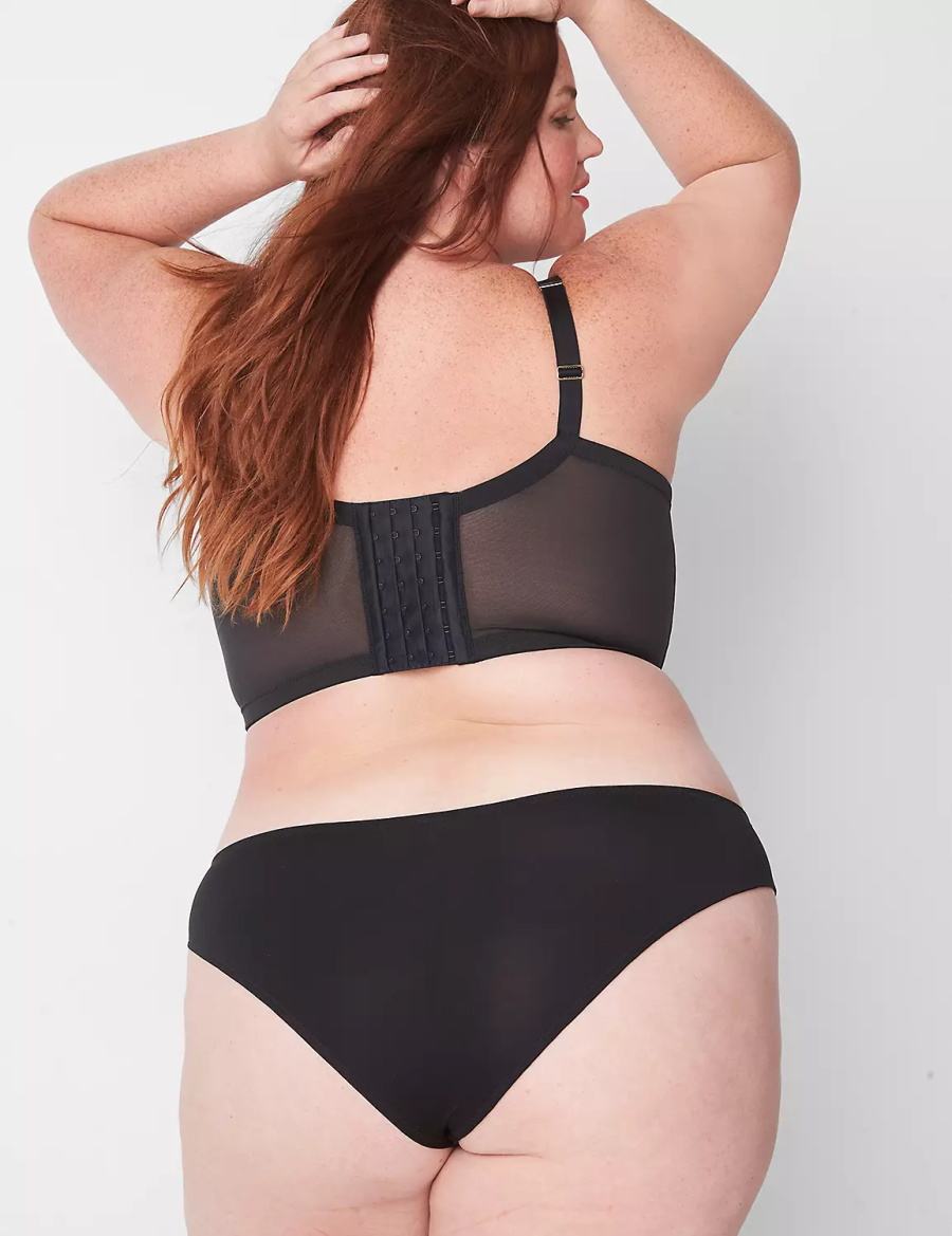 Women Lane Bryant Lace Tanga Briefs Black | RQH9581CU